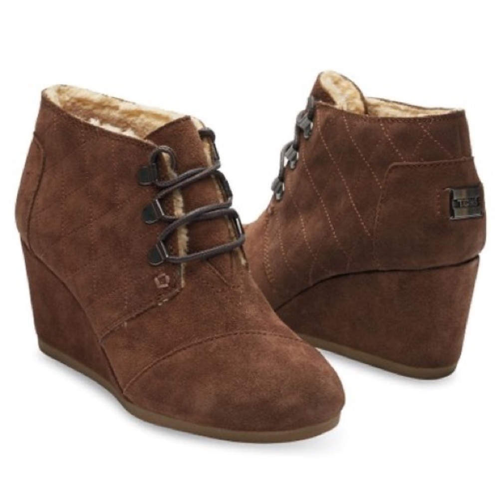 Toms Desert Suede Wedge Bootie NWOB - Picture 3 of 7